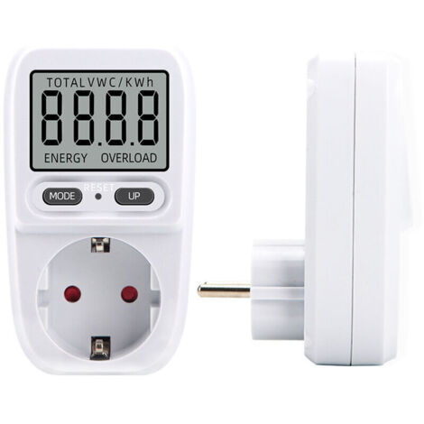 230V/16A Wattmeter, Steckdosen-Wattmeter, Energiezähler, Stromverbrauchsmesser, Leistungsregler mit LCD-Anzeige, Maximale Leistung 3680W (1 Stück)