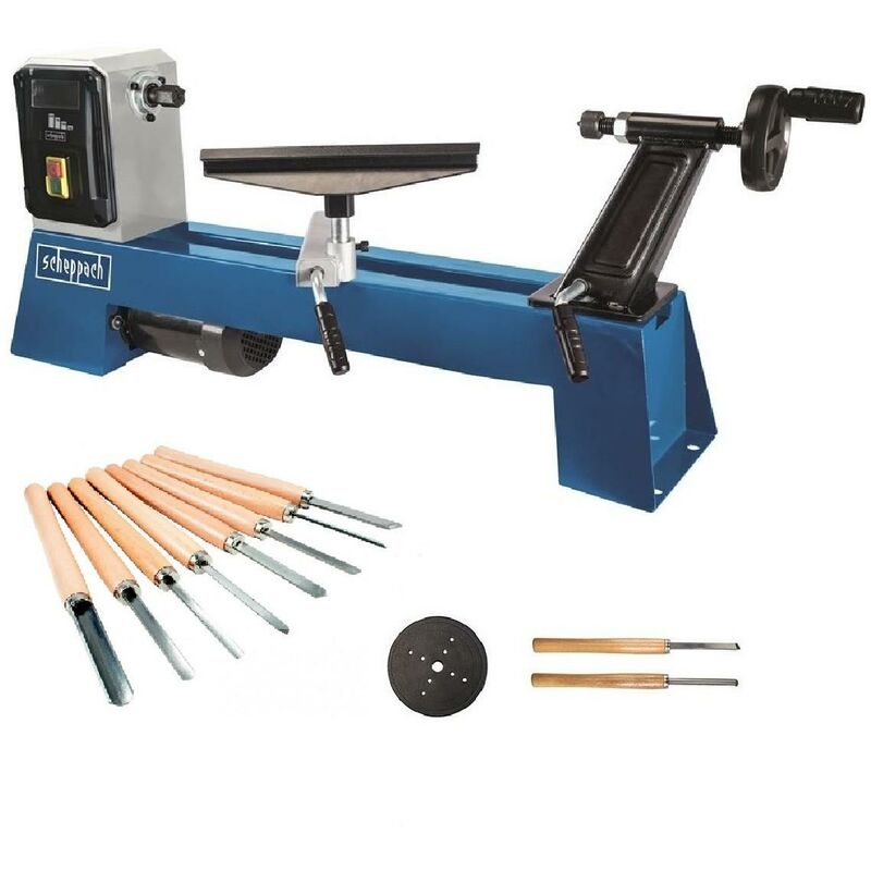 Scheppach - 230V hobby lathe for wood 500 mm 400W DM500T + set 8 chisels gouges