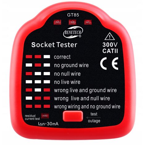 230V Netzsteckdosentester, RCD Funktionsdetektor