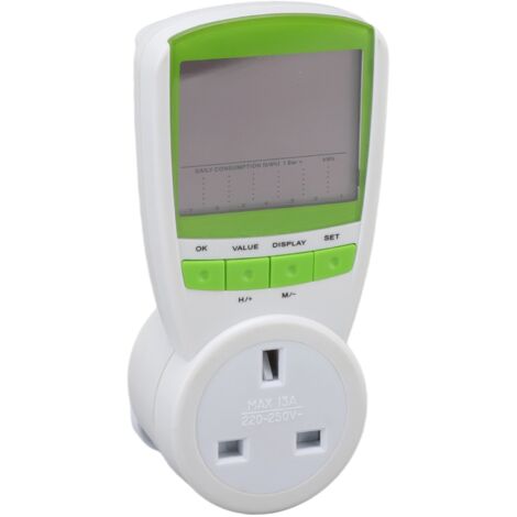230V Power Metering Socket Voltage Current Power Usage Analyzer UK Plug for Energy Saving