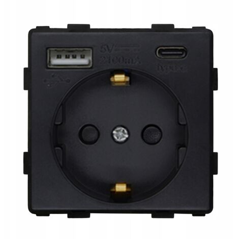 230V schwarze Steckdose, USB-Netzteil, RTX SH