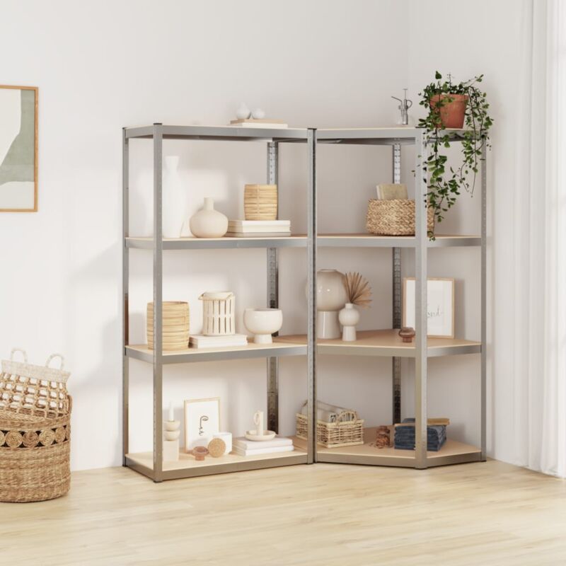Set 2 scaffali dotati di 4 ripiani in acciaio e