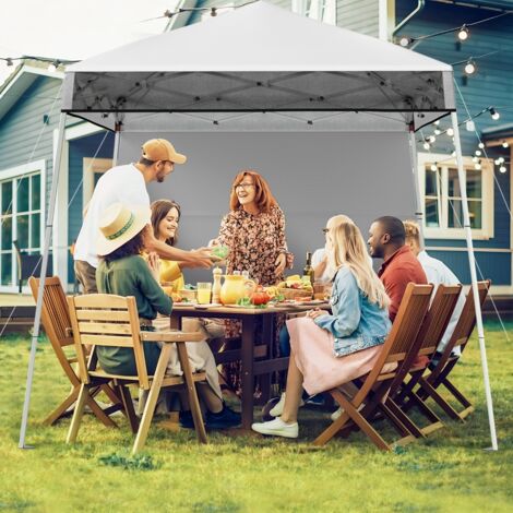 234x234CM Tente Tonnelle Pop-up avec Panneau Latéral Abri de Gazebo Pliant à Montage Facile en Extérieur avec Pieds Inclinés Réglables Blanc