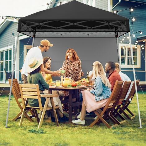 234x234CM Tente Tonnelle Pop-up avec Panneau Latéral Abri de Gazebo Pliant à Montage Facile en Extérieur avec Pieds Inclinés Réglables Noir