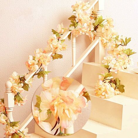 235cm Fleur Artificielle Fleur de Cerisier Suspendu Vigne Guirlande Fleur Feuille de Vigne Clôture Famille Clôture Jardin Mariage Clôture Décoration de Noël Décoration GrooFoo (Rose, 1 Pièce)