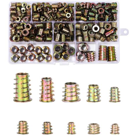 236 pezzi inserti filettati in legno di zinco M4 M5 M6 M8 M10, dadi a brugola, dadi esagonali in lega, con inserti filettati, dadi a brugola per mobili in legno, con scatola di plastica