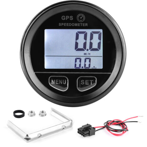 2.36in DC10-24V GPS Compteur de vitesse Odomètre LCD Jauge numérique pour ATV UTV Moto Marine Bateau