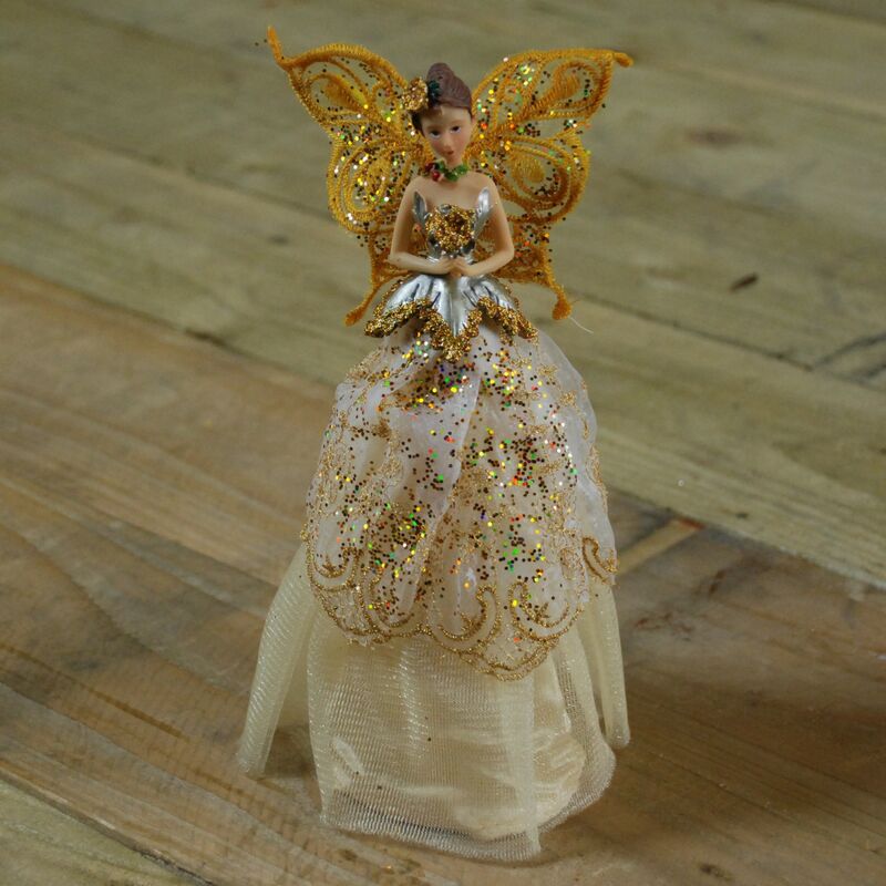 23cm Christmas Tree Topper Angel Fairy Decoration In Champagne Gold