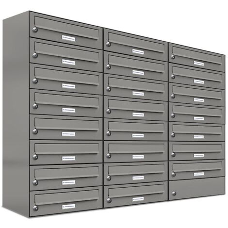 23er Premium Briefkasten Aluminiumgrau RAL Farbe 9007 für Außen Wand Postkasten 3x8