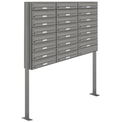 23er Premium Standbriefkasten Aluminiumgrau RAL 9007 freistehend Postkasten Ständer