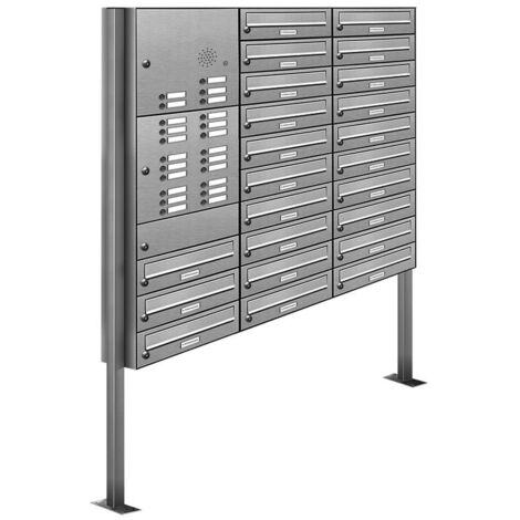 23er V2A Edelstahl Briefkasten Standanlage Freistehend mit Klingel