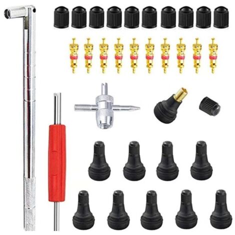 23Pcs Demonte Valve Pneu Outil Remover pour Voiture Remplacement, Valve Core 10pcs, 4-1 Outil de Réparation - Tire Repair Kit