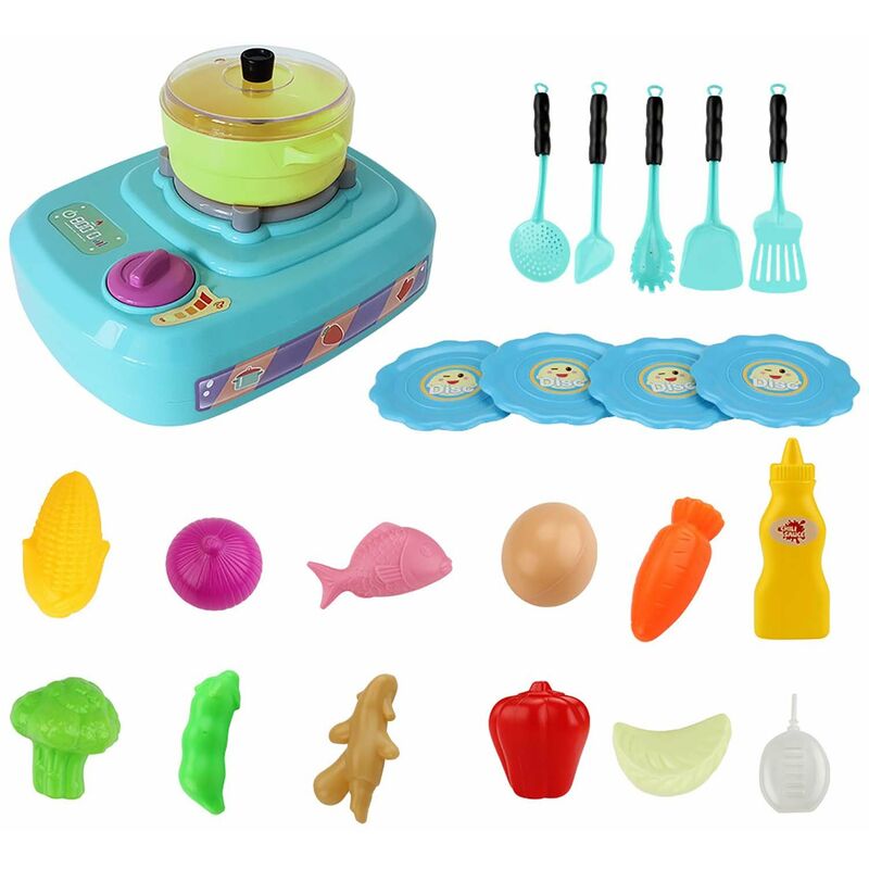 

23PCS Kitchen Play Toy Simulacion de cocina Horno de gas Juguete para ninos Juego de cocina Juego de cocina Ollas Juego con comida de juego Verduras
