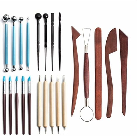 Blisstime Polymer Clay Tools 23pcs, Basic Pottery Tools Air Dry Clay Tools,  Dotting Tools Clay Modeling Tools Clay Scultping Tools, Clay Tool Kit with