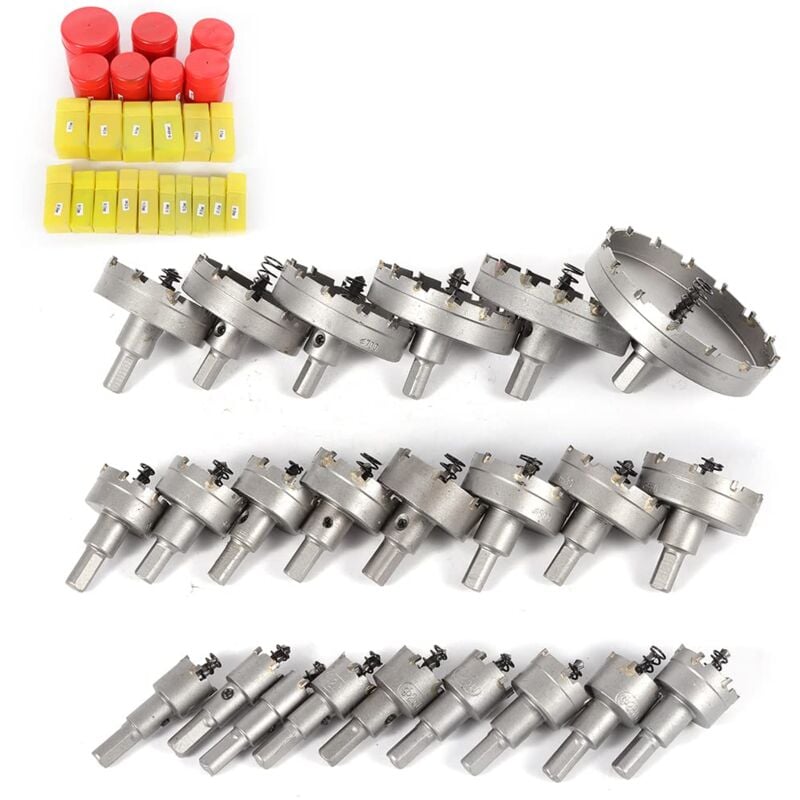 Image of 23tlg tct Hartmetall Lochsäge Kreisschneider Bohrkrone Set Kernbohrer 16-100mm