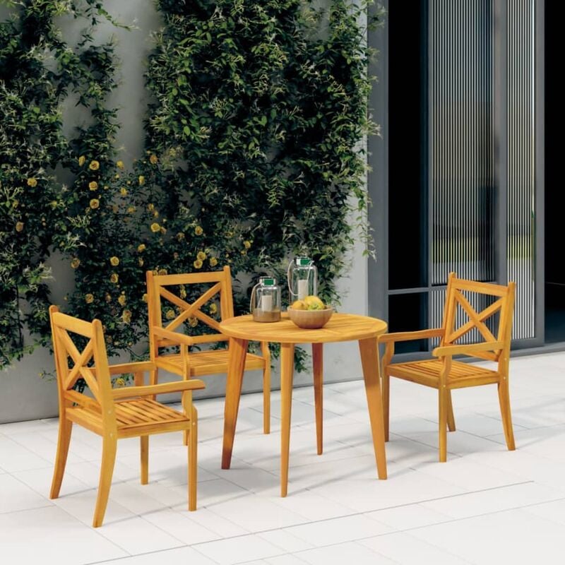 Vidaxl - Chaises à dîner d'extérieur 3 pcs Bois d'acacia massif