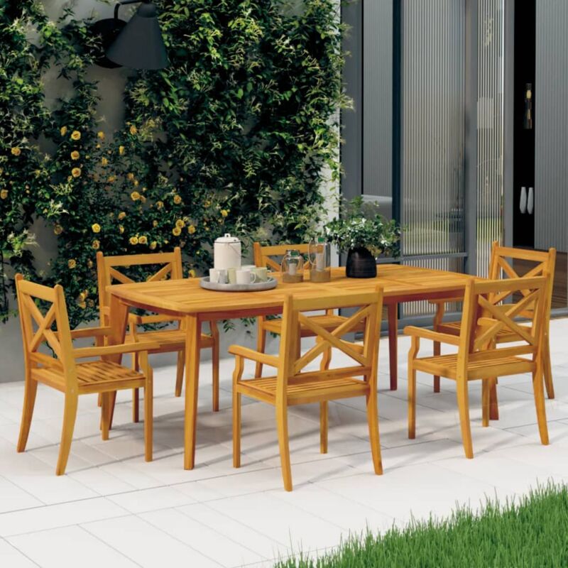 Vidaxl – Lot de 6 chaises à manger d'extérieur en bois d'acacia massif – Accoudoirs confortables – Dimensions 54x55x90cm pour repas en plein air
