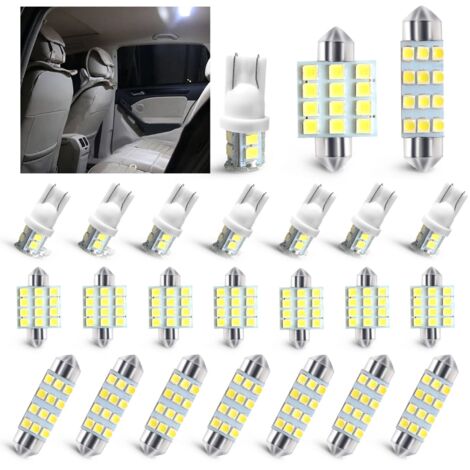 24 ampoules d'éclairage intérieur pour voiture, kit d'ampoules pour plafonnier T10 31 mm 41 mm LED de rechange pour éclairage intérieur de voiture, plafonniers, éclairage de plaque d'immatriculation, 