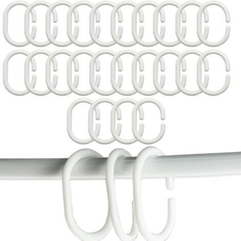 24 anelli in plastica a forma di C per tende da doccia, ganci per tende da porta e da finestra.