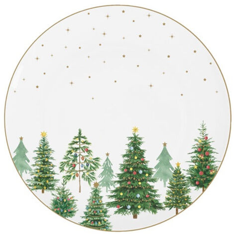 24 Assiette Plate 27 Cm - Festive Trees - Easy Life