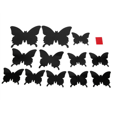 24 Autocollants Murales Papillons Noirs en 3D pour Décoration Salon