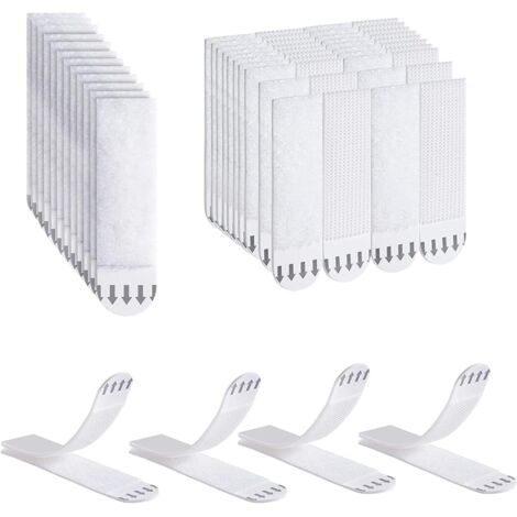 24 bandes adhésives pour tableaux, petites bandes Velcro double face de 46 mm x 16 mm, fixation murale amovible sans perçage pour verre.-AquaForge