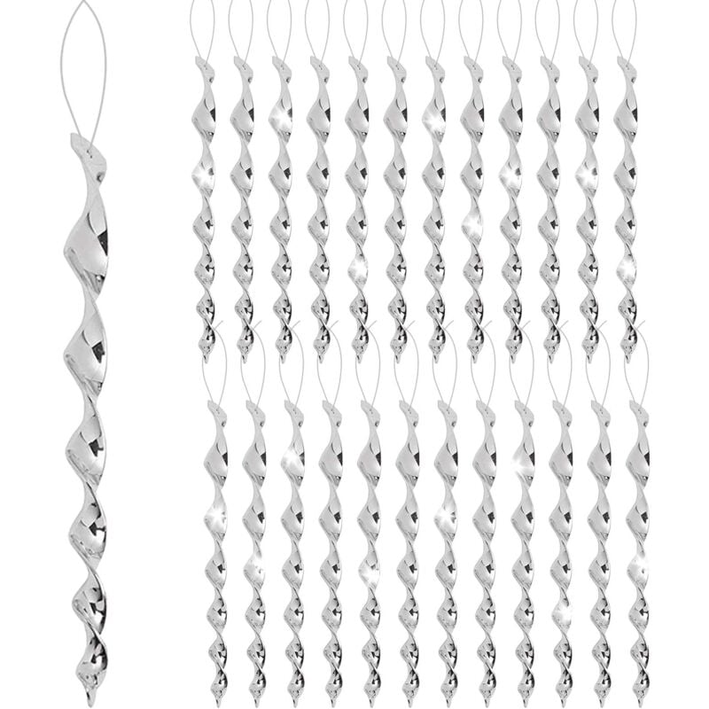 24 Bâtons Réfléchissante Effaroucheur Oiseaux,Repulsif Oiseaux Exterieur,Argenté Spirale Répulsif Oiseaux De 30 Cm,Bâtons Répulsifs d'oiseaux