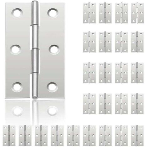 24 bisagras pequeñas para puertas, bisagra de acero inoxidable, bisagras de bricolaje para puertas de armarios, bisagras de piano, joyeros, muebles para el hogar, gabinetes (44 mm 32