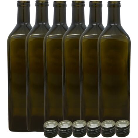 24 Bottiglie Marasca Per Olio Liquore In Vetro Verde Con Tappo Dosatore 500 ml