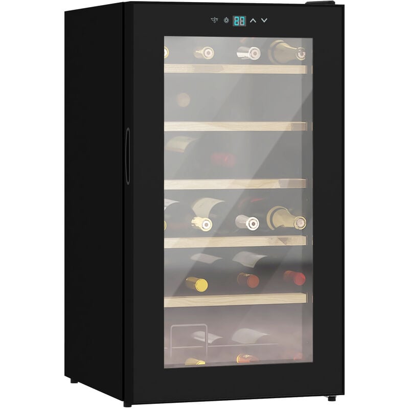 Homcom - 24 Bottles Wine Fridge with Glass Door Digital Touch Screen Control led Light - Black
