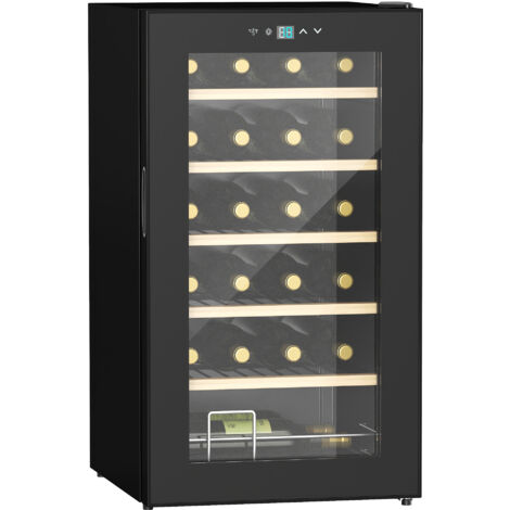 24 Bottles Wine Fridge with Glass Door Digital Touch Screen Control LED Light