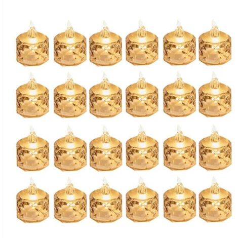 24 Bougies Chauffe-Plat à LED Sans Fumée Piles pour la Saint-Valentin, les Mariages, Tables Manger (3,6 X 5 cm)