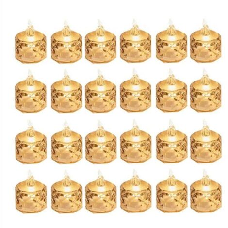 24 Bougies Chauffe-Plat à LED Sans Fumée Piles pour la Saint-Valentin, les Mariages, Tables Manger (3,6 X 5 cm)
