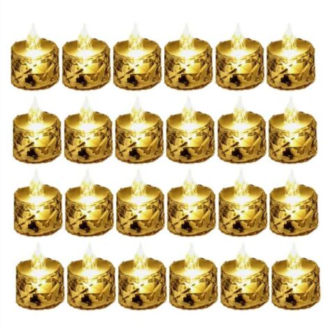 24 Bougies Chauffe-Plat à LED Sans Fumée Piles pour la Saint-Valentin, les Mariages, Tables Manger 3,6 X 6,5 cm