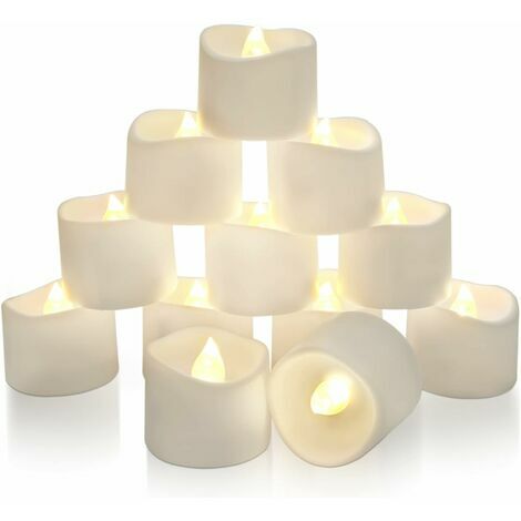 Bougies chauffe-plat LED sans flamme, 3 pièces, alimenté par batterie,  blanc chaud, Simulation de scintillement