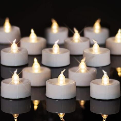 24 bougies sans flamme - Blanc chaud - Fonctionne avec piles - Longue durée de vie - Pour mariage, vacances, fête,
