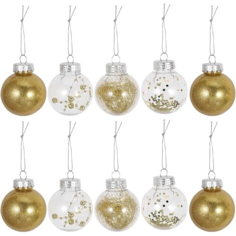 24 boules de Noël dorées en plastique de 6 cm
