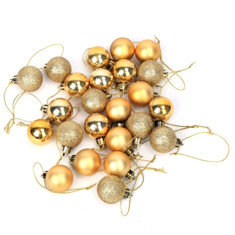24 boules dorées pour sapin de Noël, décoration fête et maison