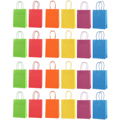 24 bunte Papiertüten für Geschenke, Partys und Einkäufe – Tragbares Verpackungszubehör