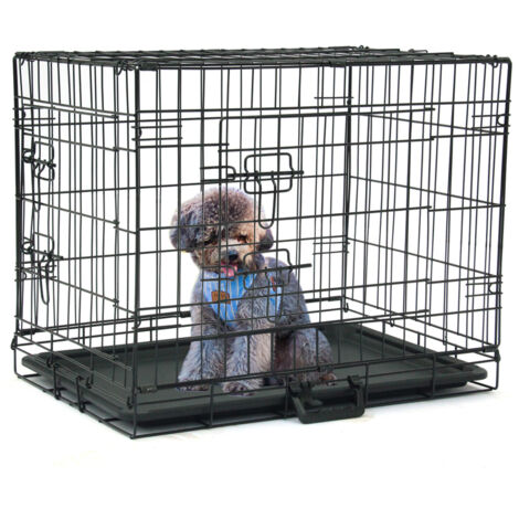 24" Cage caisse de transport pliante pour chien en métal noir,en acier Parc pour animaux Fil de fer Métal-63 x 44 x 50.5cm (L x W x H)