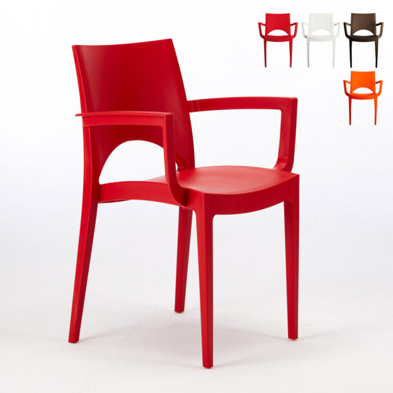 24 Chaises Paris Arm accoudoirs polypropylène offre stock | Rouge - Grand Soleil