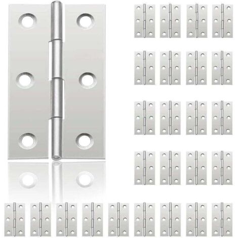 24 Charnières En Acier Inoxydable Pour Portes D’armoires, Placards Et Boîtes À Bijoux – 44 mm × 32 mm – Kit De Quincaillerie DIY