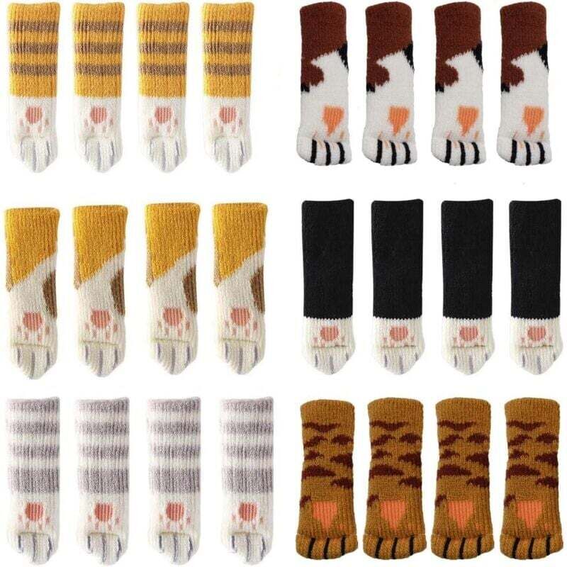24 Chaussettes de Chaise Mignonne Pattes de Chat Couvre-Jambes de Chaise Protecteurs de Plancher Anti-Rayures Anti Bruit 24PCS(6 Ensembles)