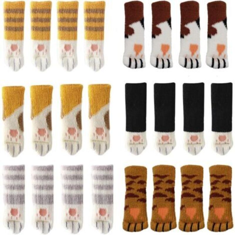 24 Chaussettes de Chaise Mignonne Pattes de Chat Couvre-Jambes de Chaise Protecteurs de Plancher Anti-Rayures Anti bruit 24PCS(6 ensembles)