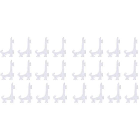 24 chevalets ou supports d'assiettes en plastique de 7,6 cm (transparents) pour présenter des assiettes.