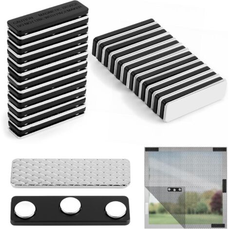 24 clips magnétiques pour moustiquaires, utilisant des aimants pour fixer les moustiquaires, clips magnétiques auto-adhésifs puissants pour moustiquaires, aucun perçage ni serrage requis.