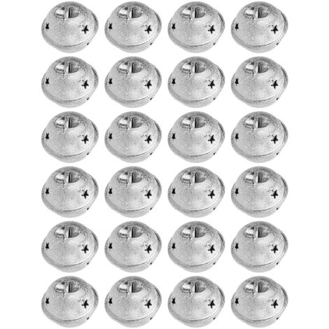 24 cloches argentées 40mm en métal étoilé pentagramme, ornements givrés pour arbre de Noël, lot de 24 pièces à personnaliser