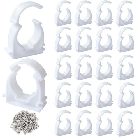 24 Collier De Serrage,Clip De Tuyau 32mm,Pvc Blanc,Fixation Conduites,Eau Domestique
