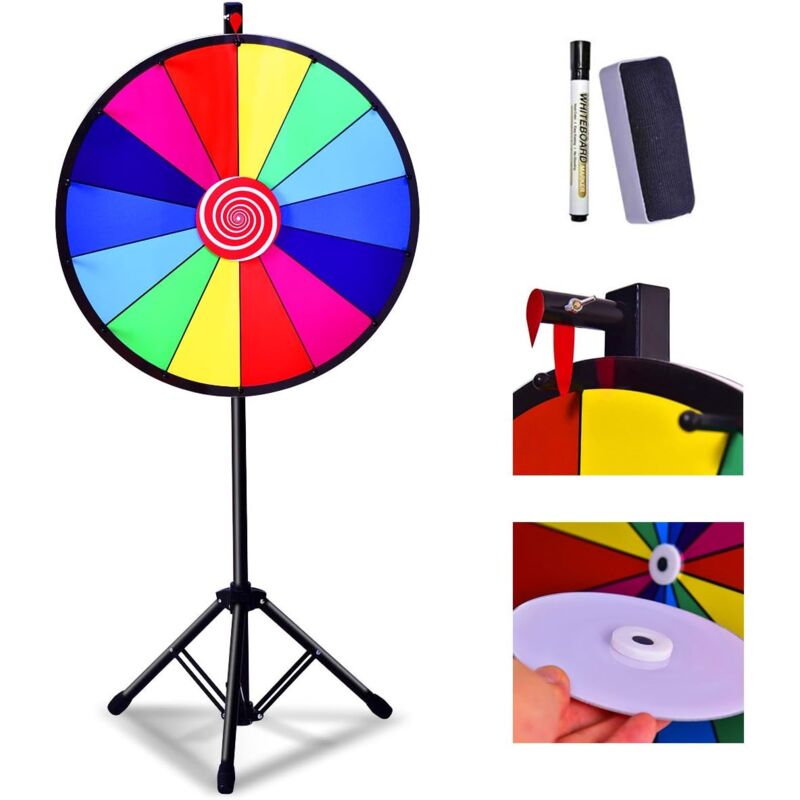 24' Color Prize Wheel, 14 Slots Fortune Roulette Spinning Game With Dry ...