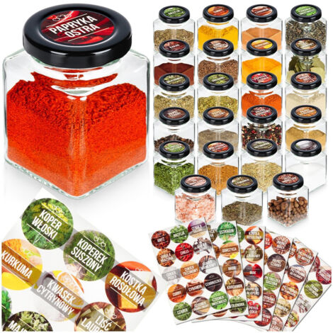24 contenitori per spezie da cucina in vetro + etichette